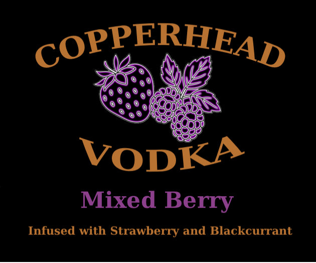 Copperhead Vodka Mixed Berry - 37.5% ABV Vodka made with Strawberry and Blackcurrant blended with Green Mann Spring Water.