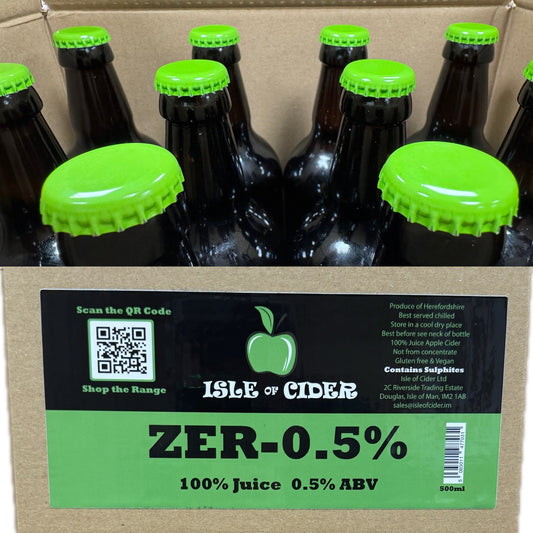 ZER-0.5% ABV Cider 12x500ml bottles. Natural Apple Sparkling.