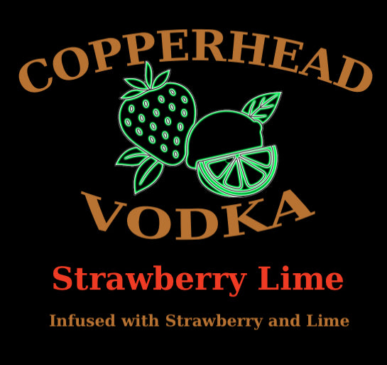 Copperhead Vodka Strawberry Lime - 37.5% ABV Vodka made with Strawberry and Lime blended with Green Mann Spring Water.